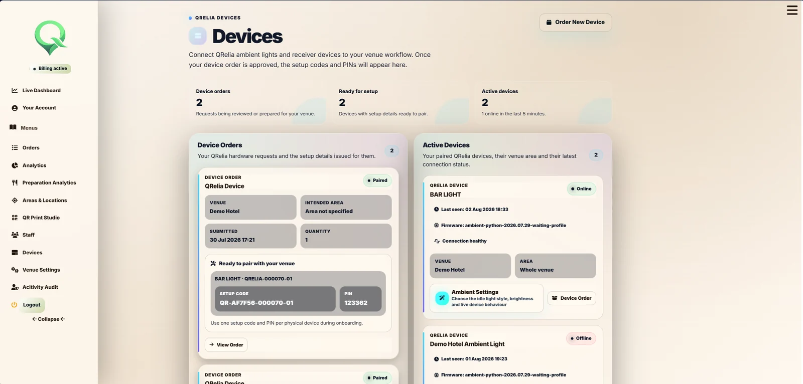 QRelia Device management