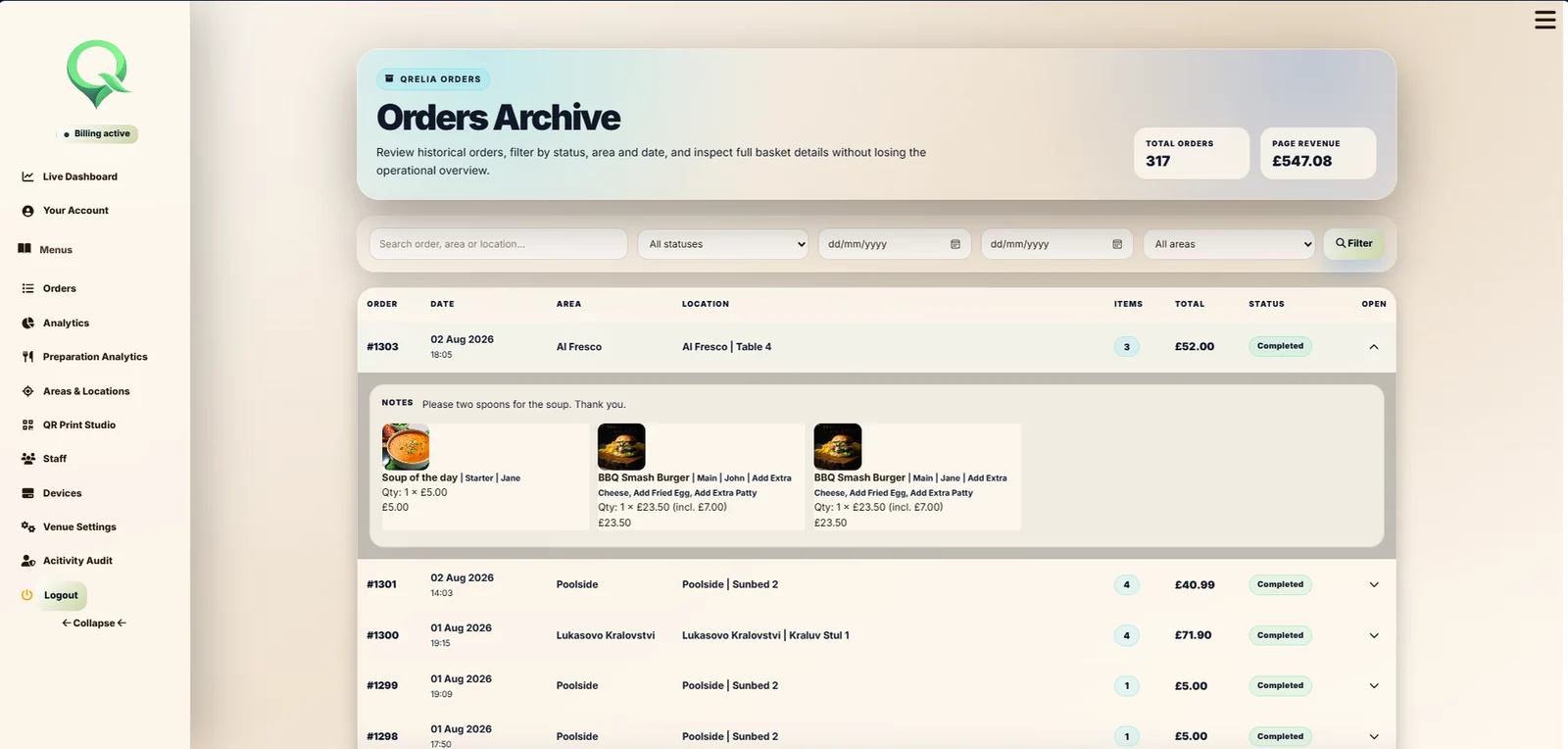 QRelia Order archive