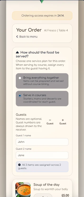 Course service preference