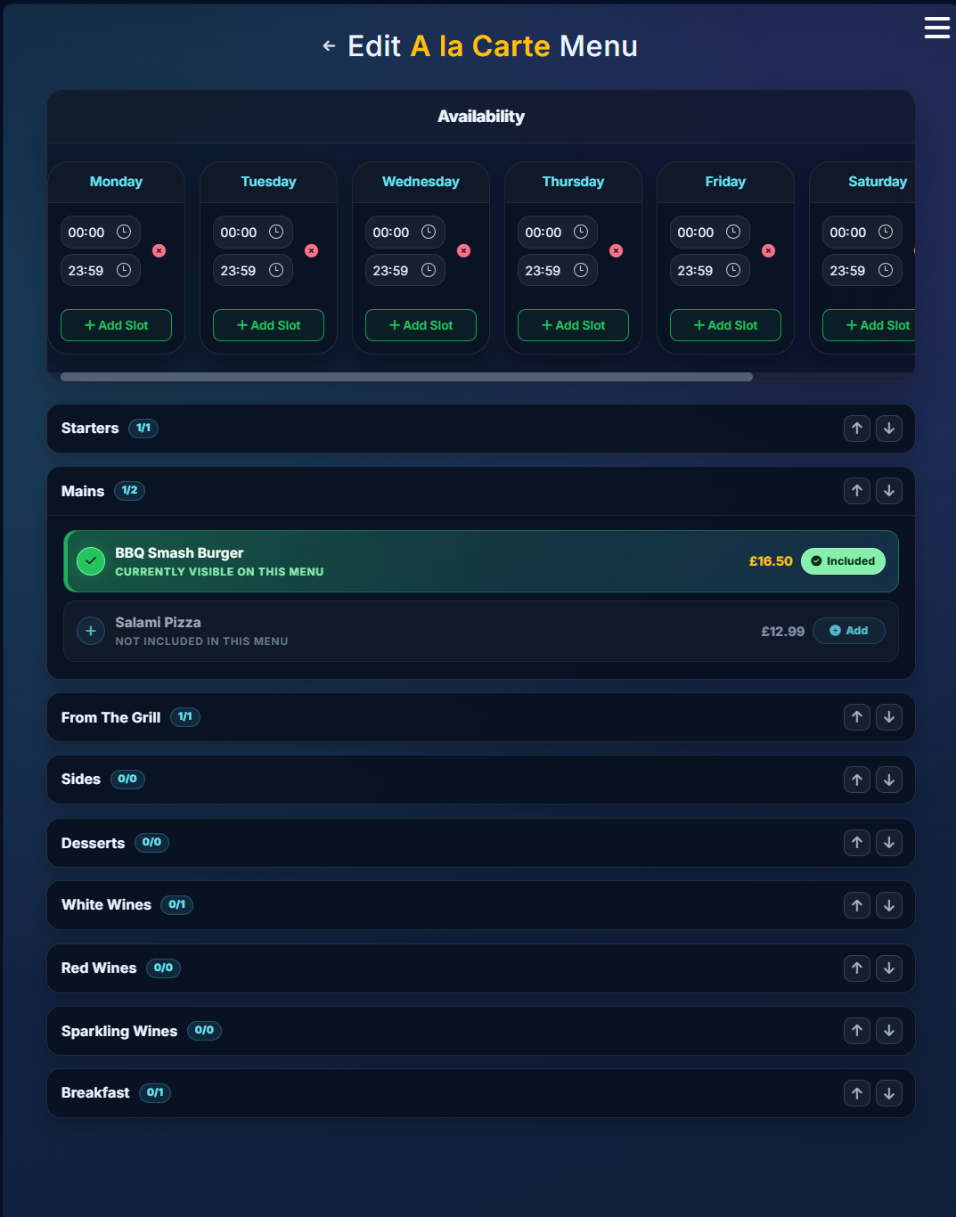 QRelia Admin - Edit Menu