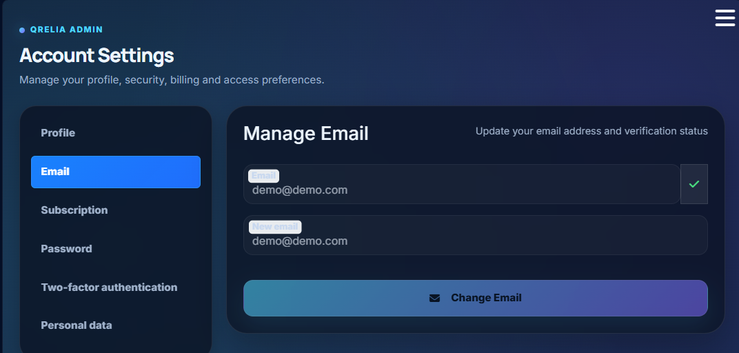 QRelia Admin - Manage Email
