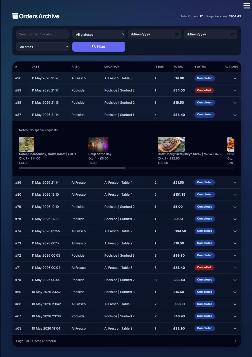 QRelia Admin - Orders