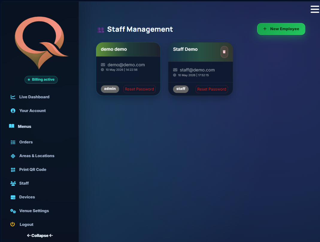 QRelia Admin - Staff
