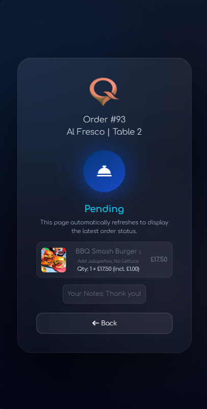 QRelia Customer - Order Placed